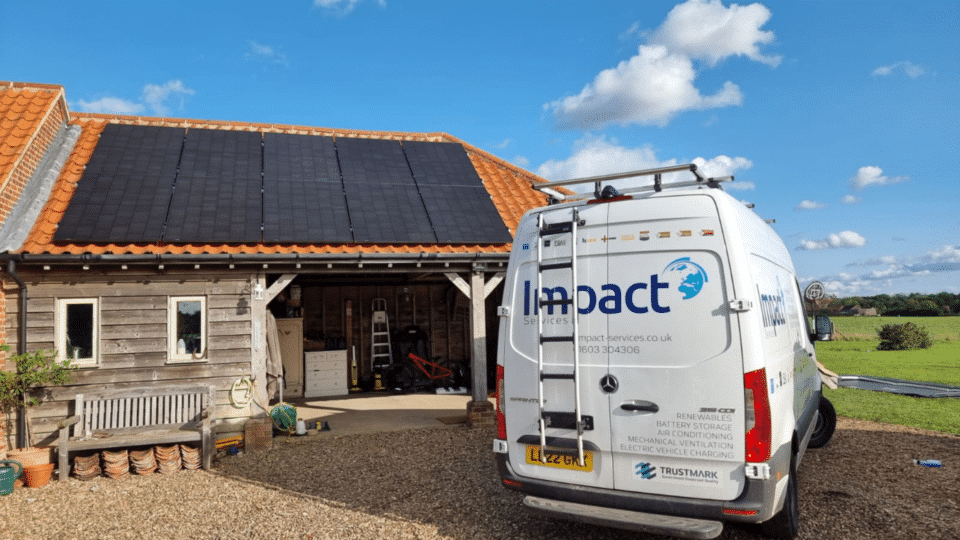 solar panel installation with impact services vans