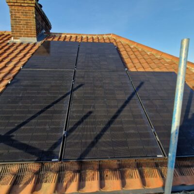 Stunning all black solar install, with Bird Blocker installed on a concrete tile roof